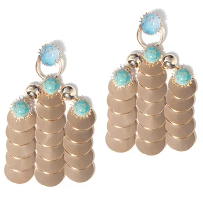 Castlecliff Women's Gold / Blue Luxor Earring In Sky In Multi