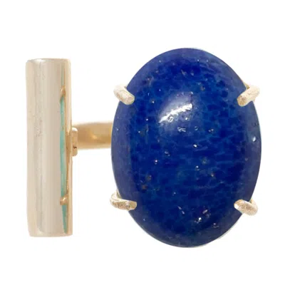 Castlecliff Women's Gold / Blue Orbit Cocktail Ring In Sea In Multi