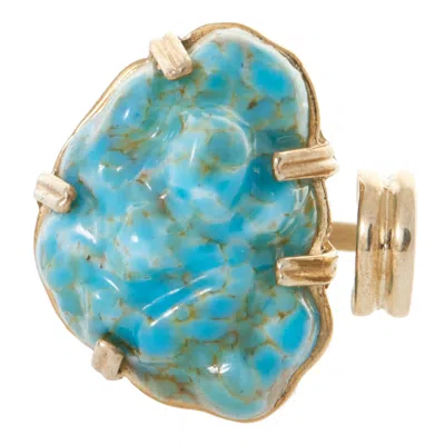 Castlecliff Women's Gold / Blue Peak Ring In Sky In Multi
