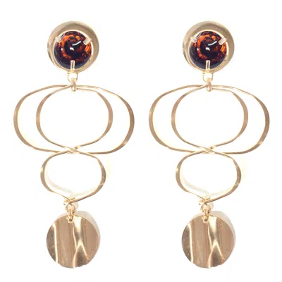 Castlecliff Women's Gold / Brown Ajet Earring In Tortoise In Multi