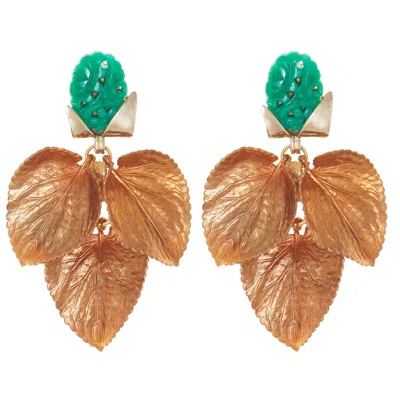 Castlecliff Women's Gold / Green Arbor Earring In Pine In Multi