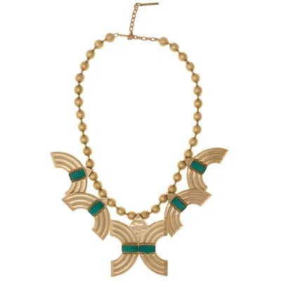 Castlecliff Women's Gold / Green Arc Necklace In Multi