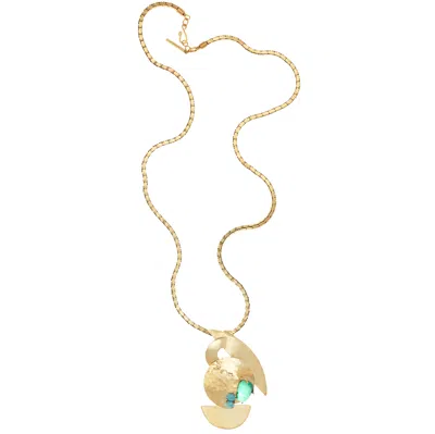 Castlecliff Women's Gold / Green / Blue Soleri Pendant In Pine & Sky In Multi