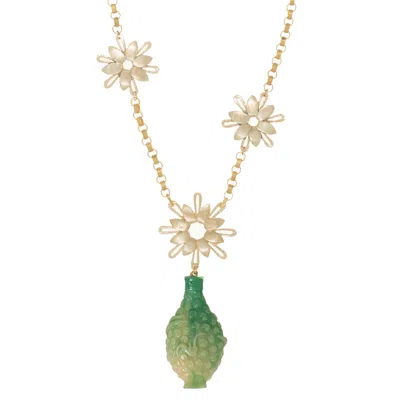 Castlecliff Women's Gold / Green Bouquet Necklace In Fresh Cut Green In Multi