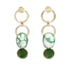 Castlecliff Women's Gold / Green Cairn Earrings – Recycled Brass Statement Earrings With Vintage Seafoam Green G