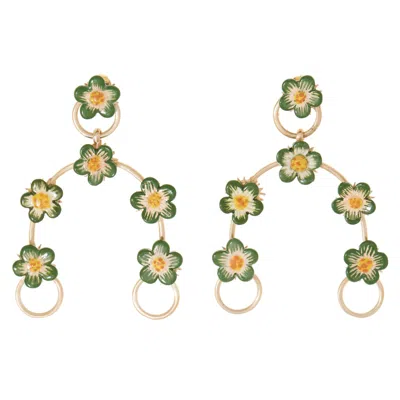 Castlecliff Women's Gold / Green Floral Highland Earring In Multi
