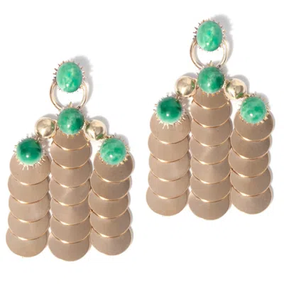 Castlecliff Women's Gold / Green Luxor Earring In Pine In Multi