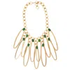 Castlecliff Women's Gold / Green Ondine Necklace – Statement Necklace With Vintage Olive Glass Stones And Upcycl