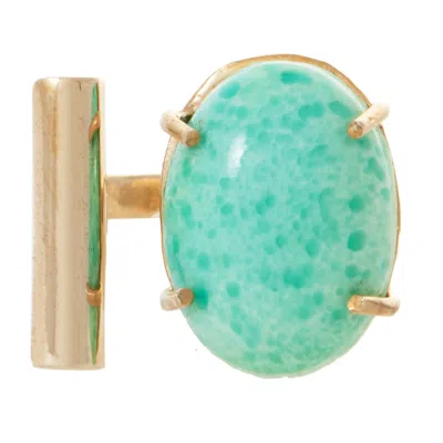 Castlecliff Women's Gold / Green Orbit Cocktail Ring In Pine