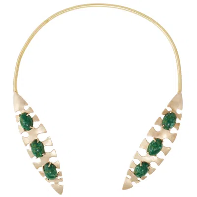 Castlecliff Women's Gold / Green Palm Collar In Multi