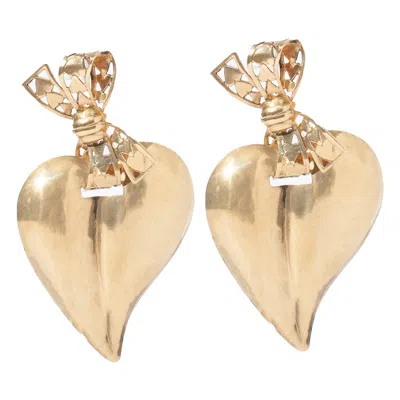Castlecliff Women's Gold Heartstring Earring