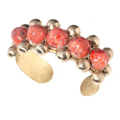 Castlecliff Women's Gold / Orange Aswan Cuff In Coral In Multi