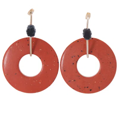 Castlecliff Women's Gold / Red Crater Earring In Multi