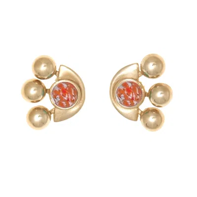 Castlecliff Women's Gold / Red Lido Earrings In Coral