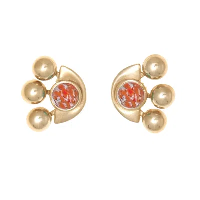 Castlecliff Women's Gold / Red Lido Earrings In Coral In Multi