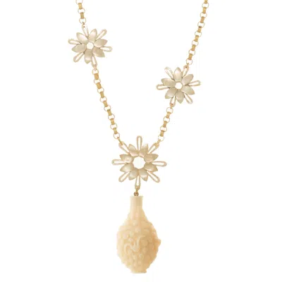 Castlecliff Women's Gold / White Bouquet Necklace In Cream In Multi