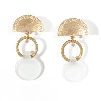 Castlecliff Women's Gold / White Dawn Earring In Multi