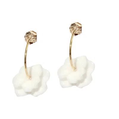 Castlecliff Women's Gold / White Gardenia Earring