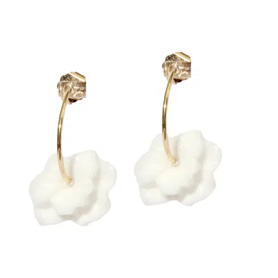 Castlecliff Women's Gold / White Gardenia Earring In Multi