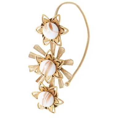 Castlecliff Women's Gold / White Kahlo Floral Ear Cuff In Multi