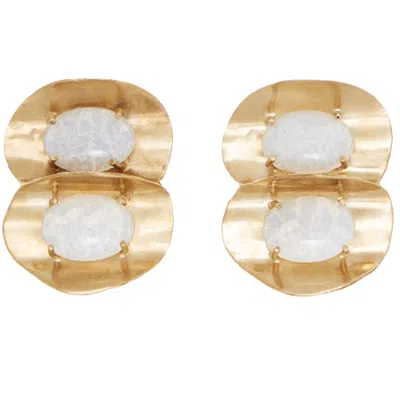 Castlecliff Women's Gold / White Lorna Earring In Multi