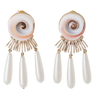 Castlecliff Women's Gold / White / Orange Sands Earring