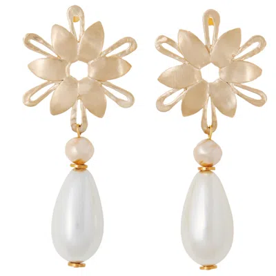 Castlecliff Women's Gold / White Seaside Earring In Multi