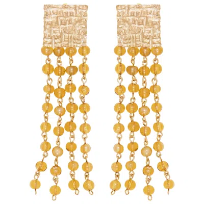 Castlecliff Women's Gold / Yellow Faye Earrings In Glass Topaz
