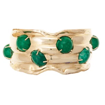 Castlecliff Women's Green / Gold Cybill Cuff In Pine In Multi