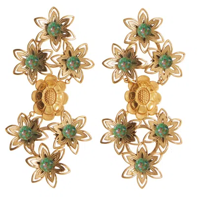 Castlecliff Women's Green / Gold Frida Earring In Olive