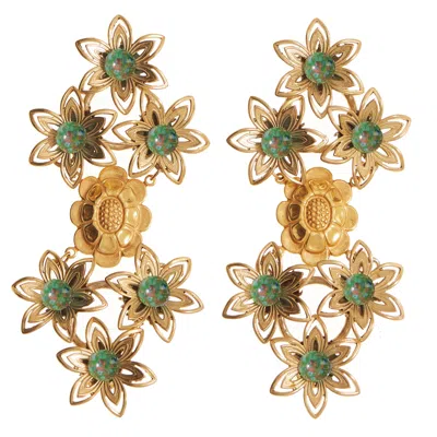 Castlecliff Women's Green / Gold Frida Earring In Olive In Multi