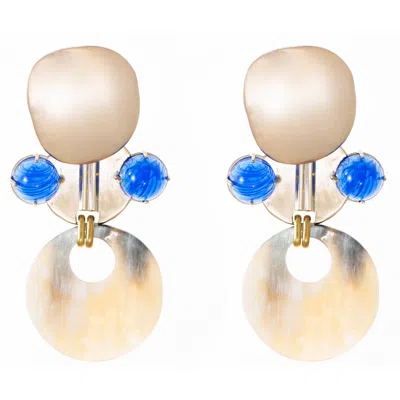 Castlecliff Women's Neutrals / Gold / Black Totem Earring In Sea In Multi