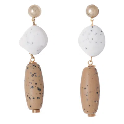 Castlecliff Women's Neutrals / Gold / Brown Pebble Earring In Multi