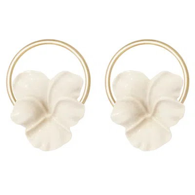 Castlecliff Women's Neutrals / Gold Pansy Earring