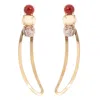 Castlecliff Women's Neutrals / Gold / Pink Ondine Earrings – Sculptural Recycled Brass Earrings With Vintage Blu