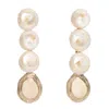 Castlecliff Women's Neutrals / Gold / White Nacre Earrings – Cascading Recycled Brass Earrings With Vintage Shel
