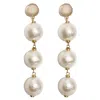 Castlecliff Women's Neutrals / Gold / White Pearla Earrings – Statement Recycled Brass Earrings With Oversized V