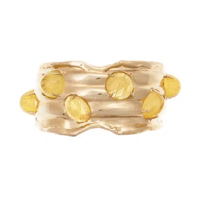 Castlecliff Women's Orange / Gold Cybill Cuff In Citrine Glass