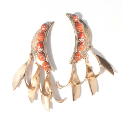 Castlecliff Women's Red / Orange / Gold Bennu Earring In Coral