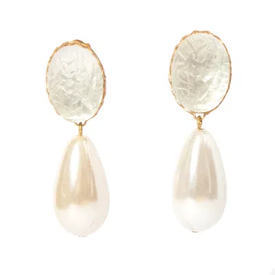 Castlecliff Women's White Chrysalis Earring