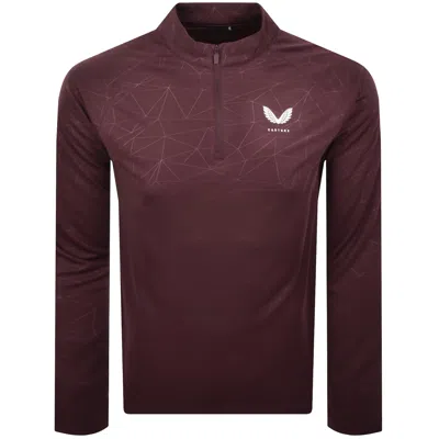 Castore Lightweight Quarter Zip T Shirt Burgundy In Brown