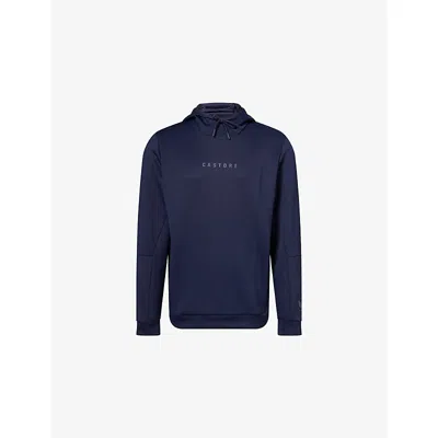 Castore Mens  Navy/pewter Flex Logo-embroidered Stretch-jersey Hoody In Blue