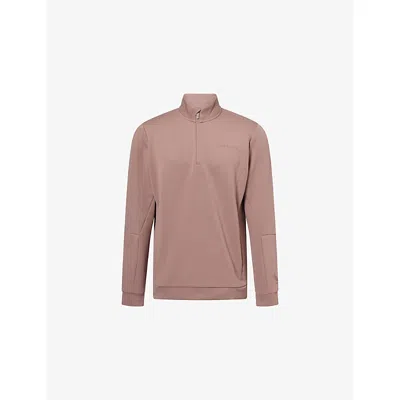 Castore Mens Deep Taupe / Deep Taupe Flex Quarter-zip Stretch-jersey Sweatshirt Xl In Pink