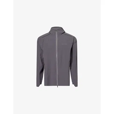 Castore Mens Gunmetal/blk Rflctv Zone Training Lvs Hooded Stretch-woven Jacket Xl In Gray