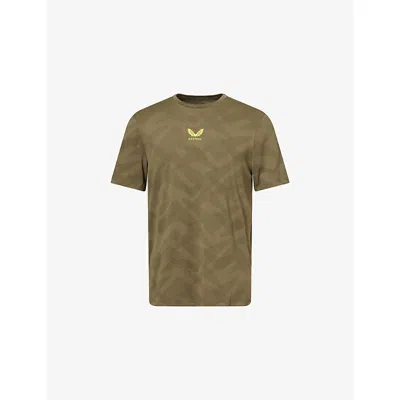 Castore Mens Ivy Grn/safety Ylw Apex Engineered Short-sleeve T-shirt In Green