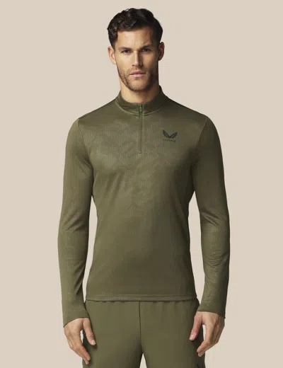 Castore Women's Adapt All-over Print Quarter Zip Long Sleeve Top In Green