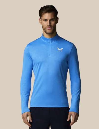 Castore Women's Adapt All-over Print Quarter Zip Long Sleeve Top In Blue