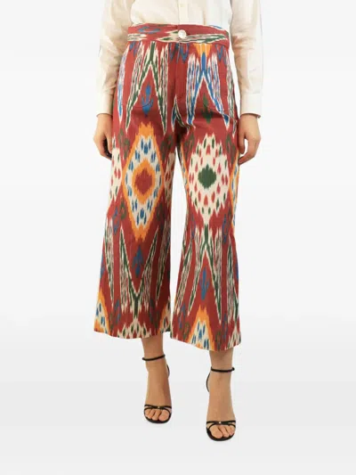Pre-owned Castro Printed Cropped Trousers In Red