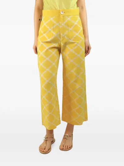 Pre-owned Castro Rhombus Wide-leg Cropped Trousers In Yellow