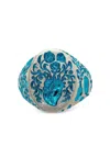 Castro Smith 9k Yellow Gold Heart Classic Signet Ring In Blue